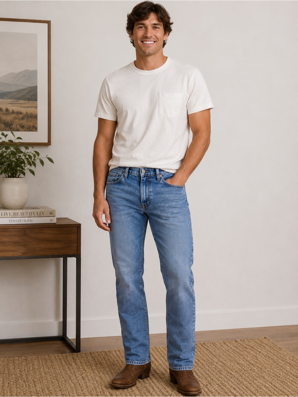 Wrangler Men’s Light Blue Relaxed Taper Jeans